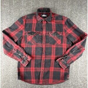 32 Bar Blues Shirt Mens Sz Small Red Brushed Flannel Lightweight Buffalo Plaid